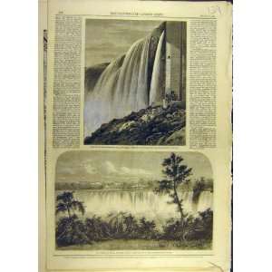   1860 Horseshow Fall Niagara American Water Old Print