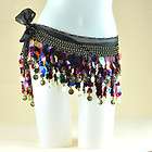 Belly Dance Scarf Dance wear Skirt wrap Sequin Multi color &Gold Coin 