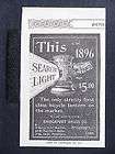 1896 BRIDGEPORT BRASS Search Light Bicycle Lamp Lantern magazine Ad 