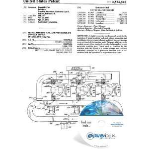  NEW Patent CD for PLURAL MACHINE TOOL AND PART HANDLING 
