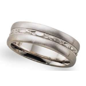    7mm Satin Comfort Fit Band with Diamond Cut Engraving Jewelry