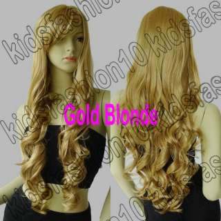   Shipping Long Hair Heat Resistant Spiral Curly Cosplay Wig All Color