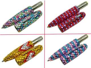 A07 5 x CRYSTAL RHINESTONE ROLLER BALL PEN IN 5 COLOR  