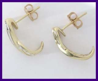   10k yellow gold diamond dangle half hoop earrings there are 32 round