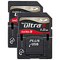 SanDisk 1GB Ultra II SD Plus USB Flash Memory Cards (Case of 2  Bulk 