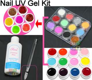DIY Acrylic Glitter Powder UV Builder Gel Nail Art Kit #412  
