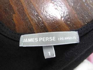 James Perse Black Long Sleeve Cross Neck Ribbed Waist Dress 1  