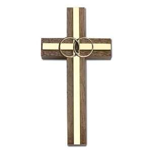  4 inch Marriage Cross, Walnut w/ Antique Gold inlay 