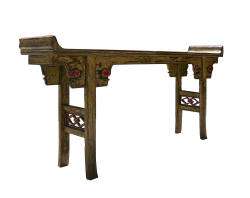 Vintage Yellow Rustic Lacquer Altar Console Table ss579  