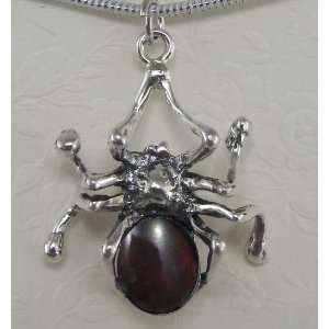   Spider Accented with a Genuine Bloodstone The Silver Dragon Jewelry
