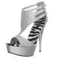 Celeste Womens Vikki 01  Ankle Strap Silver Stiletto Sandals 