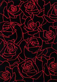 Black Red Abstract Lines Roses Modern Handmade Area Rug  