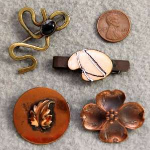 10 Piece Vintage COPPER JEWELRY LOT Necklace BROOCHES/PINS Earrings 