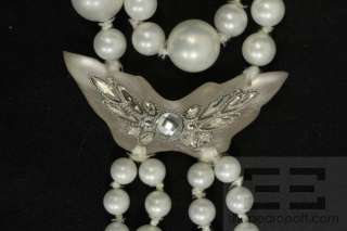 Alexis Bittar Pearl & Pewter Lucite Jeweled Wings Necklace  
