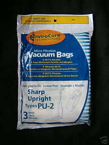 12 SHARP PU 2 / PU2 UPRIGHT Allergy VACUUM CLEANER BAG  