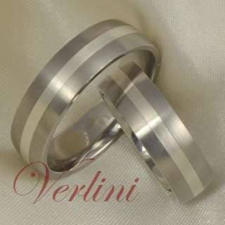   Matching Set Wedding Bands Silver Inlay Rings His & Her Jewelry  