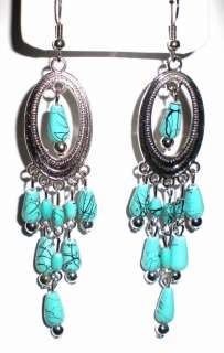 Beaded Turquoise Silver Chandelier Earrings * U Pick  