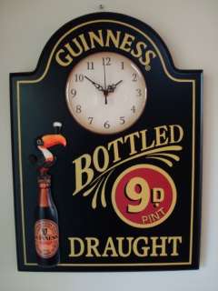 New Guinness Logo 3D Wood Pub Beer Sign / Clock  