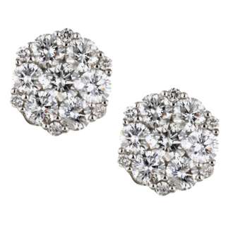   White Gold 2ct TDW Diamond Cluster Earrings (G H, I1)  