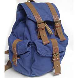 Junket 16 inch Blue Washed Cotton Canvas Backpack  