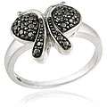 Sterling Silver Black Diamond Accent Butterfly Ring