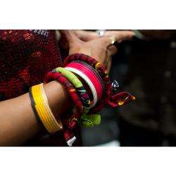   Cloth Scarlet/Indigo/Yellow Textile Bangles (Rwanda)  