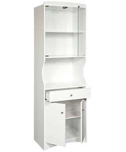 White Finish Tall Microwave Cabinet  