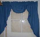 pc blue pom pom curtain valance jabot lot 44