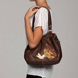 Union Bay Faux Reptile Bird Embroidered Shoulder Bag  
