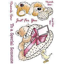 Popcorn the Bear A Gift For You Unmounted Rubber Stamp Sheet 