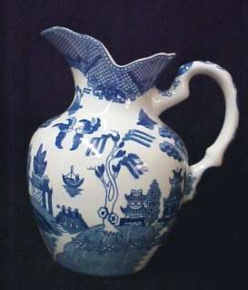 Blue Willow Porcelain China Large Milk Water Pitcher  
