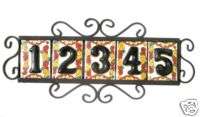 BLACK Mexican Tiles House Numbers Tile & Iron Frame  