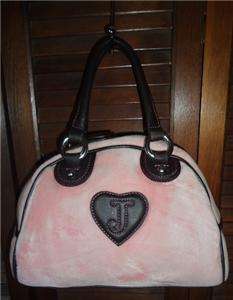   COUTURE Heritage Crest Pink & Brown Velour Bowler Bag Purse Handbag
