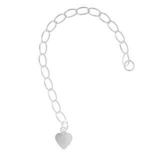 Sterling Silver Curb Chain Necklace Extender W/Heart  