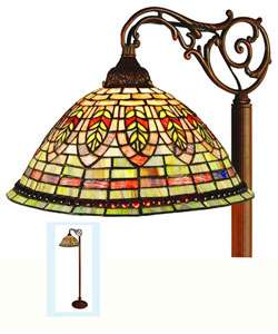 Tiffany style Stained Glass Floor Bridge Lamp  