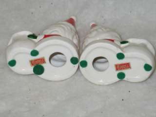 Vtg Christmas Ceramic Santa Candle Holder Set Brinns T16  