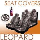   Lavender Leopard Print Car Seat Covers Bench Wheel Cover Set with Gift
