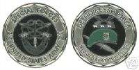 ARMY SPECIAL FORCES COLOR GREEN BERET CHALLENGE COIN  