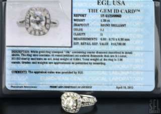   18K WHITE GOLD 2.0CT DIAMOND WEDDING RING 1.20CT CENTER $10,700 RETAIL