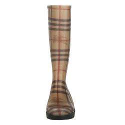 Burberry Womens Check Rubber Rain Boots  