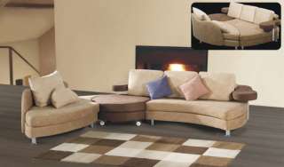 Beige and Brown Fabric Upholstery Modern Sectional Sofa  