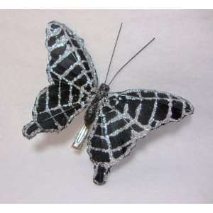   Butterfly with Silver Spider Web Glitter Hair Clip 