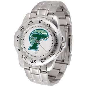  Tulane Green Wave Suntime Mens Sports Watch w/ Steel Band 