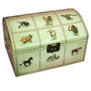  Hand painted box, crackle finish, animal safari design 