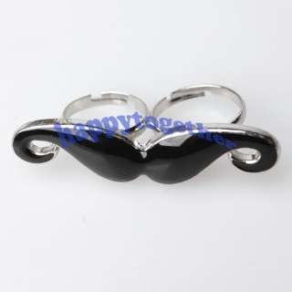 Mustache Double Finger Ring Adjustable Cool Funny Party J0077  