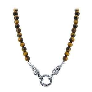 Sterling Silver Multifaceted 6mm Tiger Eye Bead 19 to 20 inch Necklace 