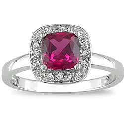 10k Gold Created Ruby and Diamond Accent Ring  