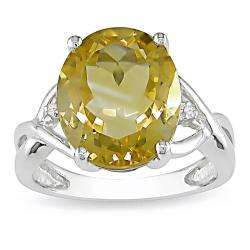 Sterling Silver Citrine and Diamond Fashion Ring  