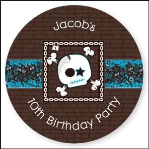   Skull   24 Round Personalized Birthday Party Sticker Labels Office