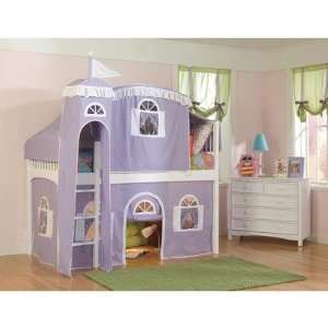   with Tower Configuration Low Loft Bed with Castle Tent and Slide